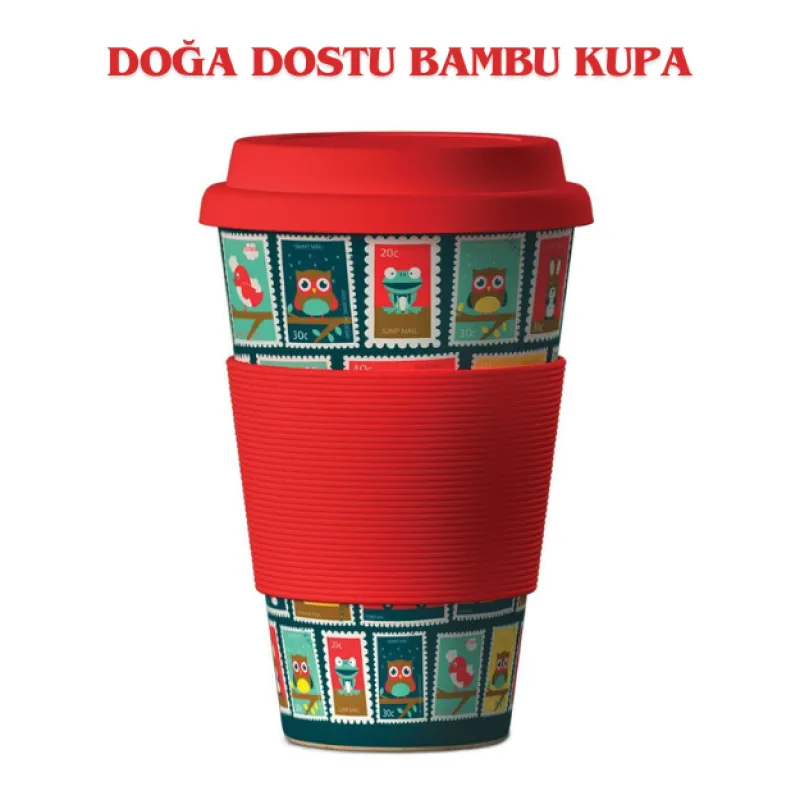 Balev Doğa Dostu Stamps (Red) Bambu Kupa 400 Ml Balev Doğa Dostu Stamps (Red) Bambu Kupa 400 Ml